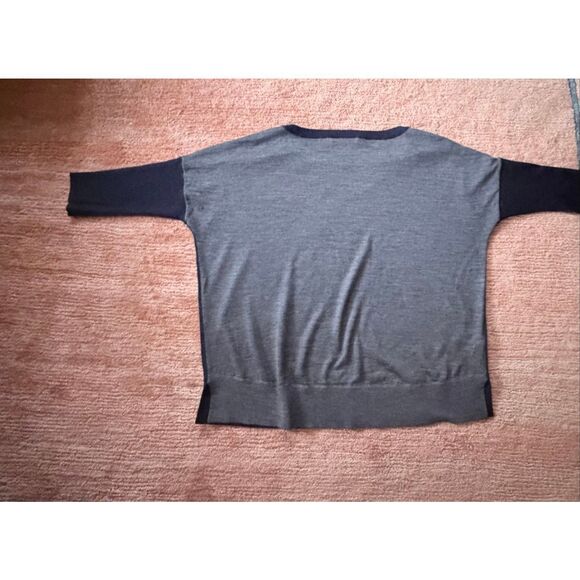 LOFT Color Block Merino Wool Knit Top Sweater Size L 3/4 sleeves - Picture 8 of 8